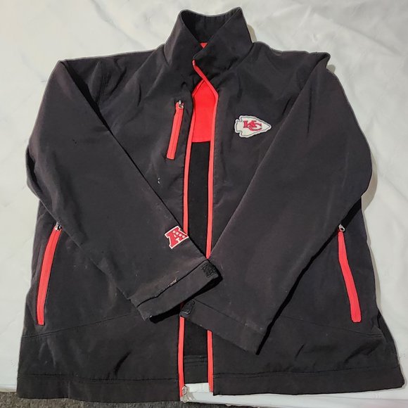 VINTAGE Mens NFL Chiefs Jacket Black // Size Large - Picture 1 of 14